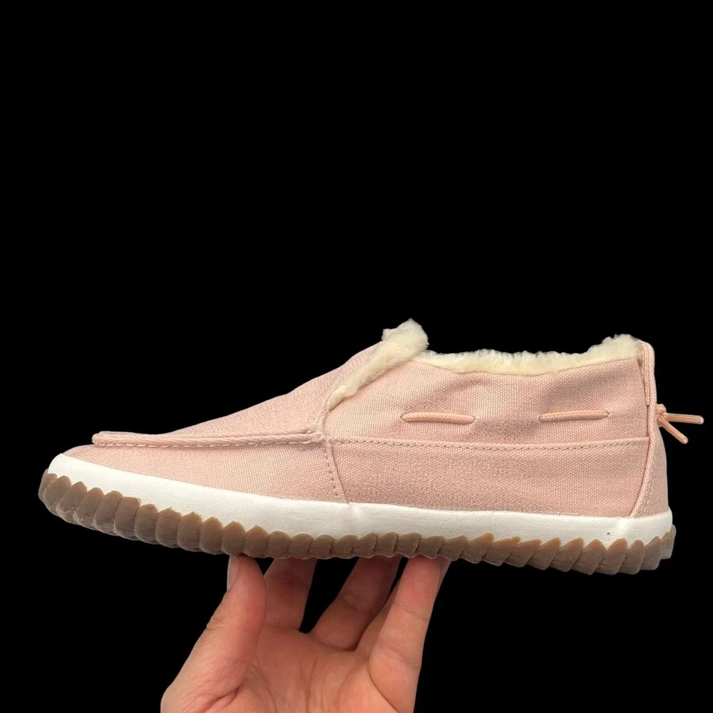 Sperry Youth Girls Moc-Sider Faux Fur Lined Winter Shoes Size 4 Blush Pink White